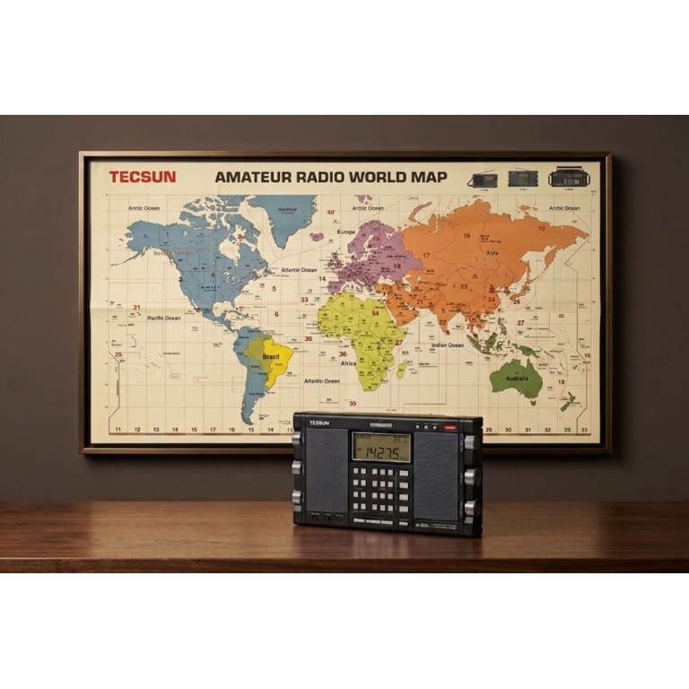 Внутренняя часть фирменной упаковки с комплектаций всеволнового радиоприёмника Tecsun H-501x